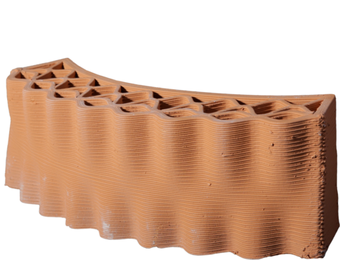 On-site additively manufactured clay wall
